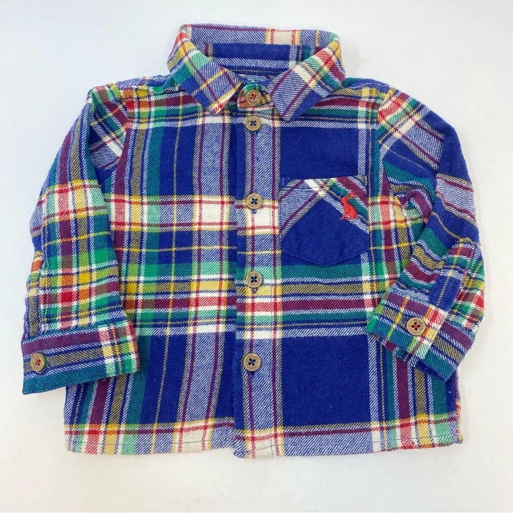 Baby Joules Plaid Flannel Hamish Shirt Navy Blue Tartan 0-3 Months - Picture 1 of 9